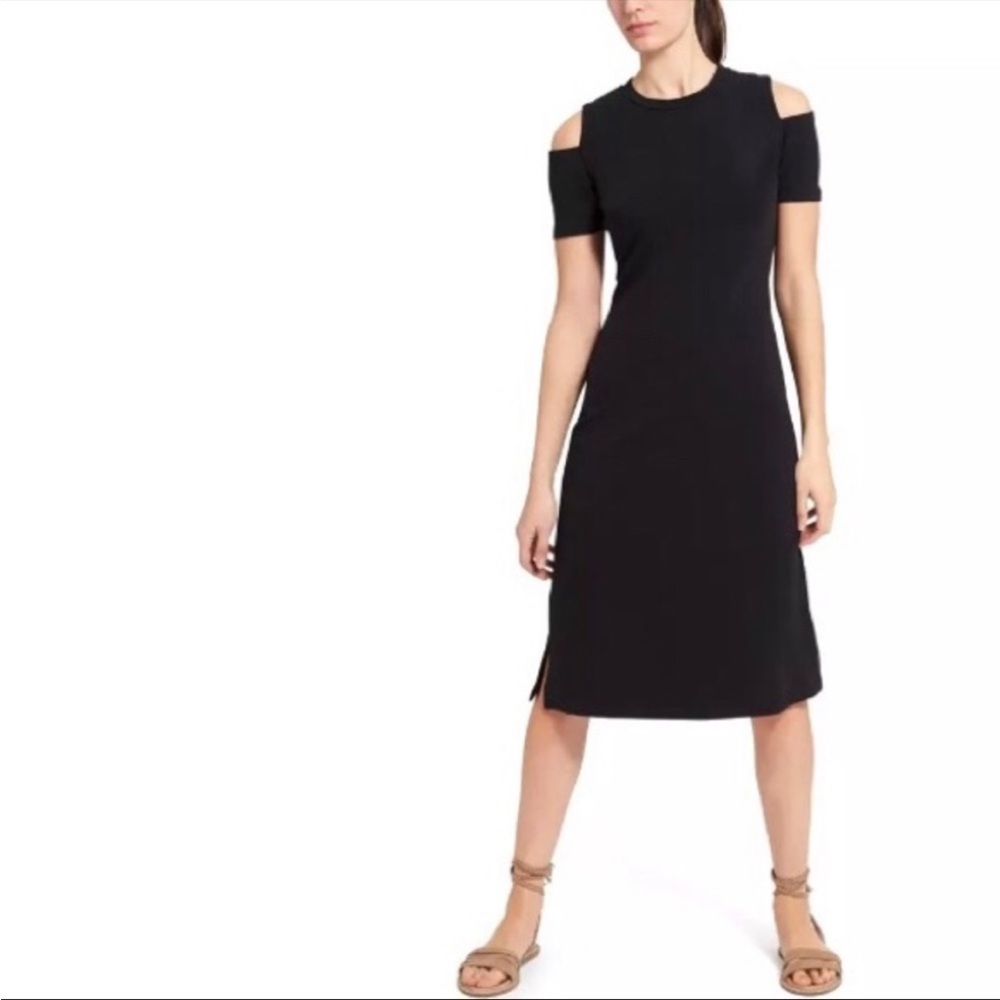 Athleta Passport Cold Shoulder Dress Black